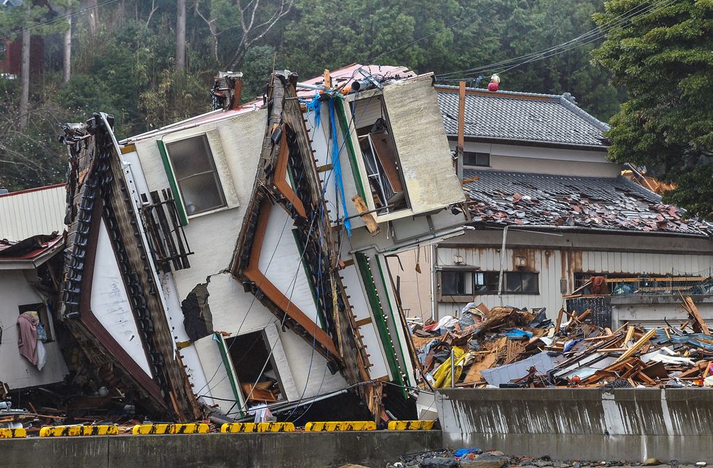Houses damaged by the tsunami during the Great East Japan Earthquake in March 2011
